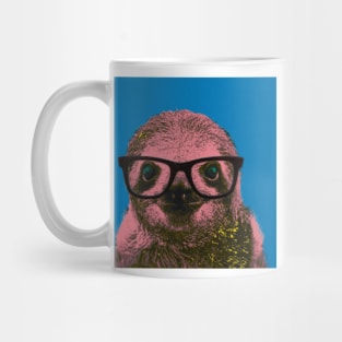 Geek Sloth in Blue Background - Print / Home Decor / Wall Art / Poster / Gift / Birthday / Sloth Lover Gift / Animal print Canvas Print Mug